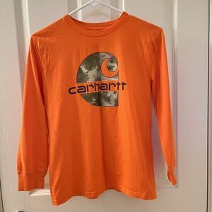 Carhartt Hunter Safety Orange Long Sleeve T Shirt Camo Boys Size Medium 10-12
